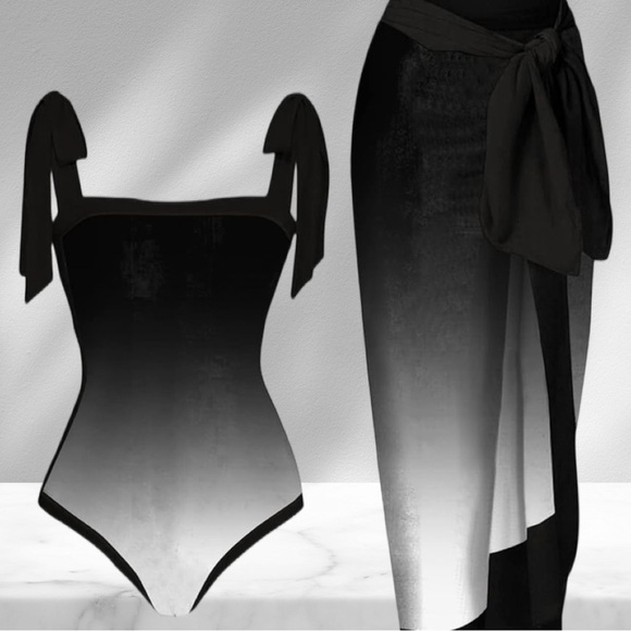 Chic Ombre Black and Gray One-Piece Swimsuit, 2xl - Picture 1 of 10